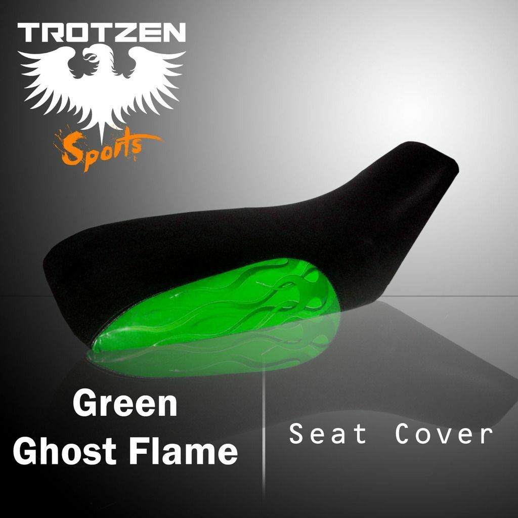Honda TRX200SX 1986-1989 Green Ghost Flame Atv Seat Cover  #pht1