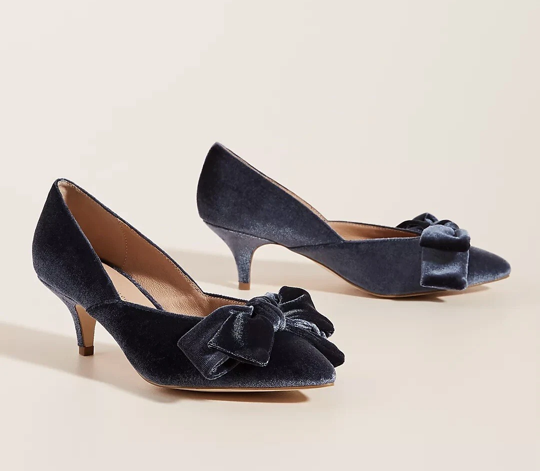 Luxurious And Charming: Velvet Bow Kitten Heels Burberry - Shoe Effect
