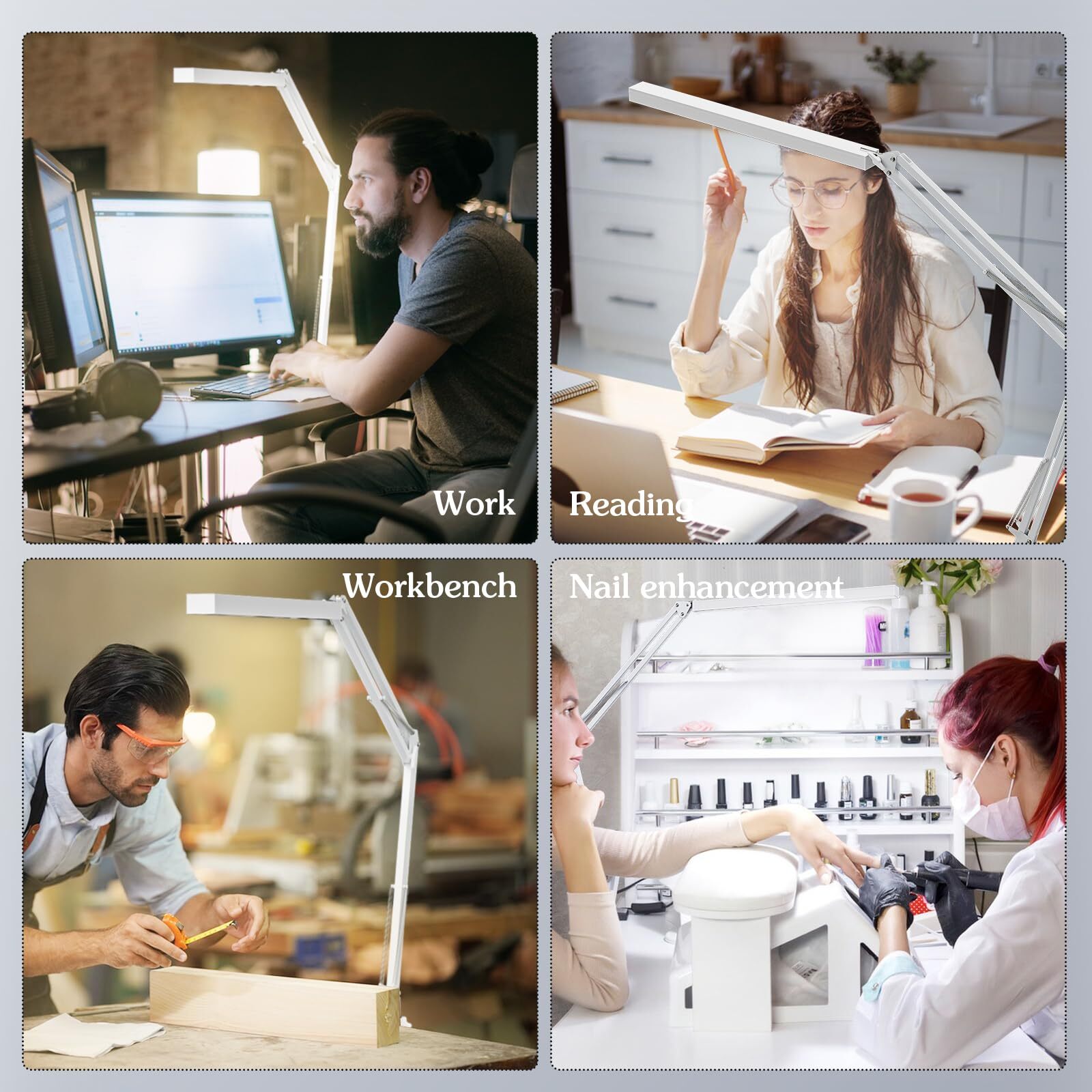 BZBRLZ LED Desk Lamp, Manicure Table Lamp, 16" Lamp Head, Dimmable Eye