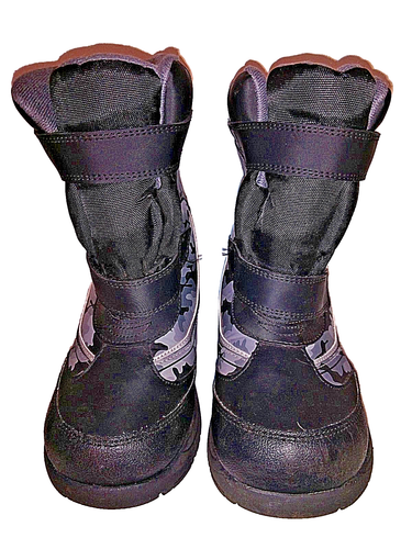Rugged Outback Boots Snow Boys Girls Unisex Youth Size 2 Black Gray Grey Liner - Picture 3 of 9