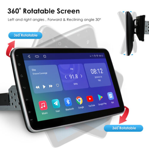 10.1" Single Din Rotatable Stereo Radio 8Core Android 10 GPS CarPlay WiFi/4G LTE - Picture 9 of 12