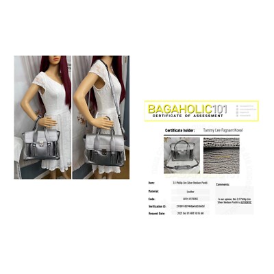 3.1 PHILLIP LIM medium pashi satchel/shoulder bag METALLIC SILVER 