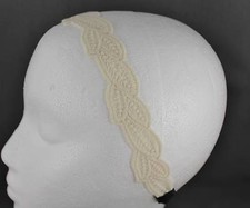 Cream leaves crochet headband leaf pattern hair band accessory wide stretch