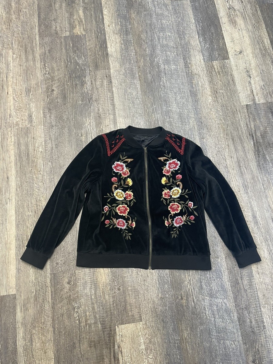 ジャケット・アウター TORRID velor flower embroidery jacket TORRID velor flower embroidery jacket