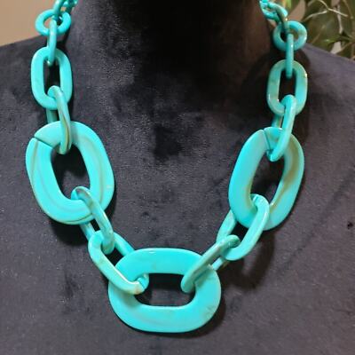 Womens Green Marble Link Cluster Chain Necklace Jewelry with Lobster Clasp