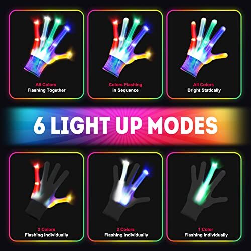 Toys for 312 Year Old Boys,Light Up Gloves Led Gloves Cool Fun Boys