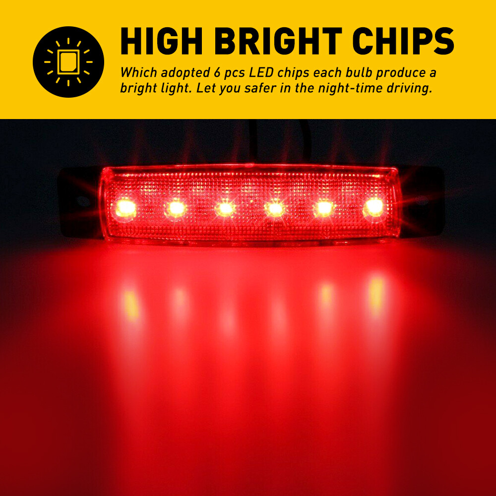 Red Smoked Strip LED Running Light For Truck Trailer Signal light Waterproof NEW