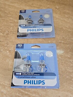 Philips H3CVB2 CrystalVision Ultra Upgraded Bright White Headlight Bulb 4 pack