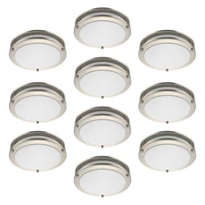 10-Pack 10" LED Ceiling Light Double Ring Flush Mount Brushed Nickel/Matte Black