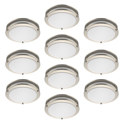 10-Pack 10'' LED Ceiling Light Double Ring Flush Mount Brushed Nickel/Matte Black