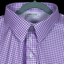 Collars  Co Polo Shirt Mens Small Lavender Gingham Dress Collar Preppy Golf NEW