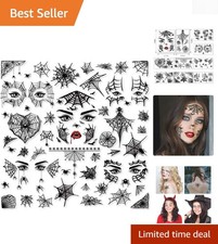 65PCS Halloween Spider Face Tattoos - Spooky Waterproof Temporary Body Stickers