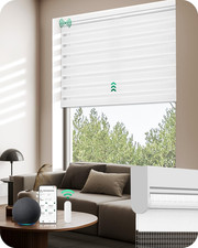 Motorized Zebra Blinds with Remote, Electric Dual-Layer Shades with Dry Battery-