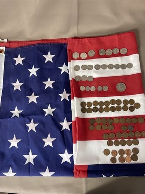 Münzen USA 300g Diverse Mit US-Flagge. Münzen teils mit Silbergehalt 1954+1964