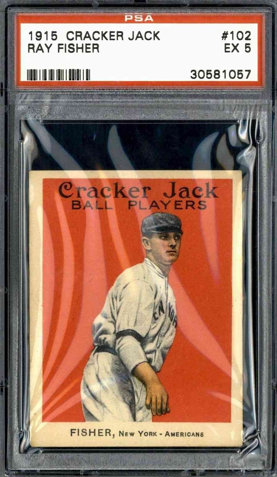 1915 Cracker Jack #102 Ray Fisher - PSA 5