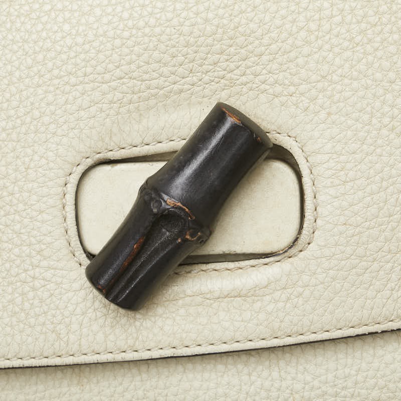 GUCCI Bamboo Daily 2Way Tote Shoulder Bag Leather White Preowned From Japan thumbnail 19