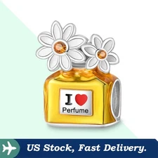 KUNSIR 925 Sterling Silver Daisy Perfume Bottle Bead Charm For Bracelet DIY Gift