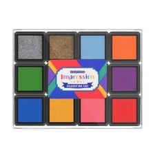 Mini 12 Color Pigment Ink Pads for Stamps, Fingerprint Ink Pad, Stamp Pad for...