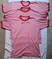 3 Vintage 80s 70s Russell Athletic Ringer Heather Red Tri Blend Large