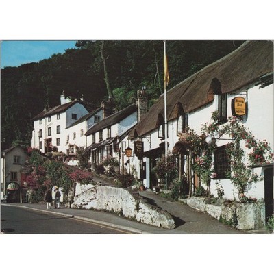 Postkarte Lynmouth Mars Hill Rising Sun Hotel England Architektur