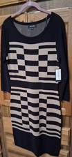 Vintage Nine West Knit Dress Size Small Black Taupe Geometric Design Dressy