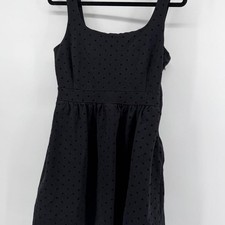 Madewell Black Velvet Polka Dot Dress Medium