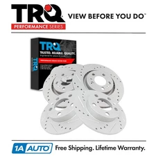 TRQ Performance Drilled Slotted Front & Rear Coated Brake Rotor Set for VW