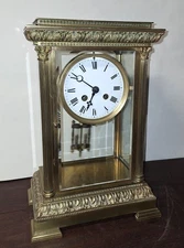 WORKING ANTIQUE FANCY FRENCH S. MARTI CRYSTAL REGULATOR CHIME CLOCK 8 DAY