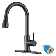 Matte Black Kitchen Faucets with Pull Down Sprayer, High Arc Single Handle St...
