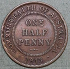1913 George V Half Penny — photo from another recent sale