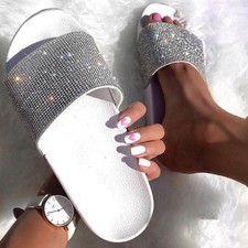 Slippers Flip Flops Summer Slides Women Shoes Crystal Diamond Bling Beach Slides