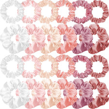 24 Pcs Satin Scrunchies for Women Silk Hair Ties Set 2 Sizes Soft Ponytail Holde