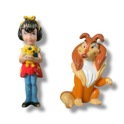 1989 BK All Dogs go to Heaven PVC Duo - Anne Marie & Flo Figure Lot Blue Purple