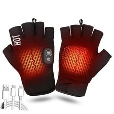 Fingerless Heated Gloves for Men  Women, Rechargeable Electric Medium 2000mAh