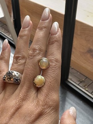 Brandneu Natürlicher Opal 9K Massiv Gelbgold Kugel Einfassung Fassungen Ohrringe/Ohrstecker