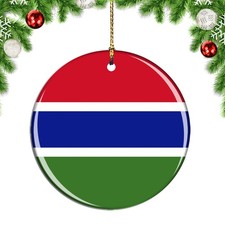 Gambia Flag Round Christmas ornament city travel souvenir