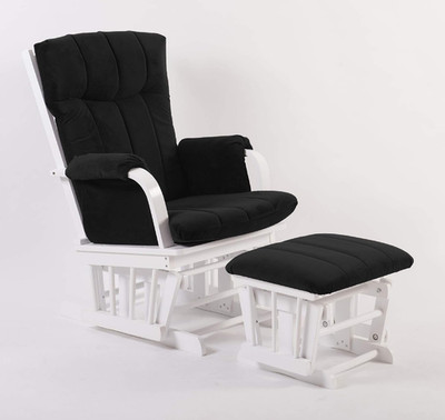 Comfortable Wood Glider Chair & Ottoman Set with Soft Microfiber Cushions