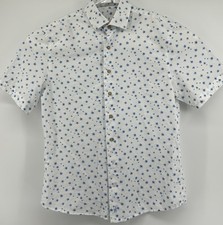 Johnnie O Hangin Out Short Sleeve Flowered Button Down White Men s Size Medium
