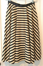 Vintage Ralph Lauren Long Stripe Skirt Cotton/Silk Women  s Sz 8 Black/Cream