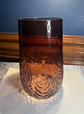 Debi Lilly Fern Relief Glass Vase Features A Textured Amber Foliage Design