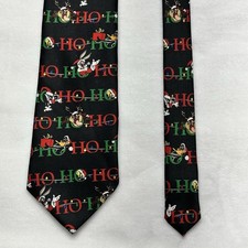 Vintage Looney Tunes Christmas Ho Ho Ho Novelty Neck Tie 1999 Bugs Taz Men's 56"