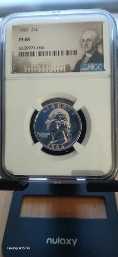 1963 Proof Silver Washington NGC Graded PF 68 Proof Quarter