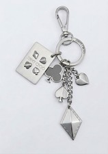 Jimmy Choo Card Suits Key Ring Bag Charm Silver Hardware Italy NWOT 6