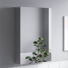 Bathroom Single Door Mirror Stainless Steel Sleek Modern Cabinet 500 x 700mm
