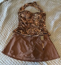 Women s Size XL Chocolate Brown And Leopard Print Tankini