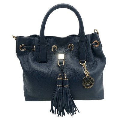 Michael Kors Blue Leather Camden Large Drawstring Satchel