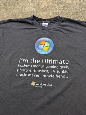 Vintage Windows Vista Ultimate Promo T Shirt Mens Size XL Y2K Black Tech Promo