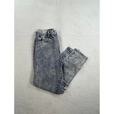 Vintage Gitano Acid Wash High Waisted Jeans Blue Denim Bow Ankle Zip 80s 14 Slim