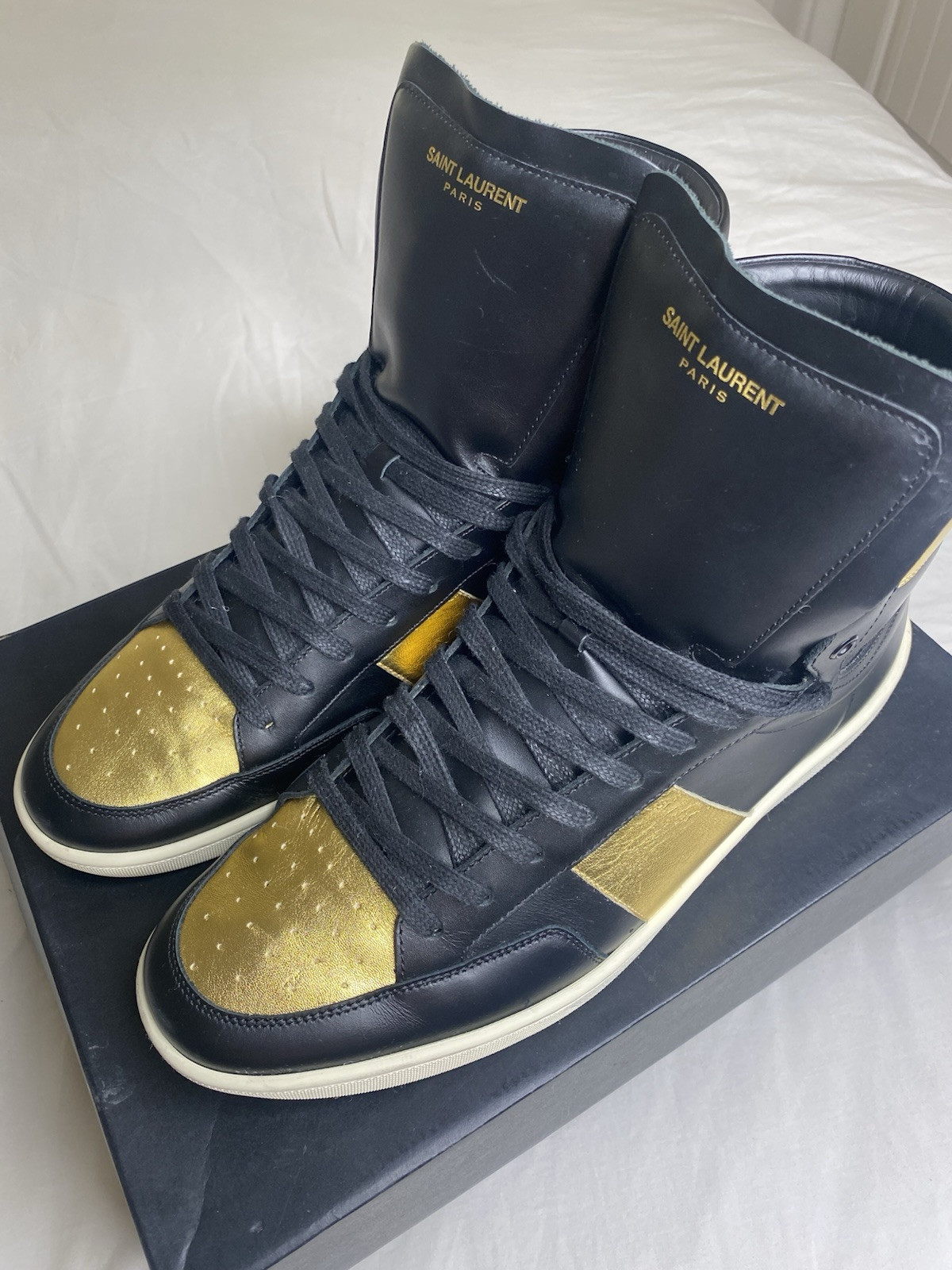Scarpe da ginnastica alte Saint Laurent SL 10h nero oro Corte EU 46 US 13