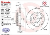 2X Brembo Bremsscheibe Hinten FüR BMW 5Er + Touring (F10,F11) 09.C411.13